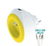 PRISE AVEC PORT USB REVERSIBLE BEWATT BLANC/BLEU