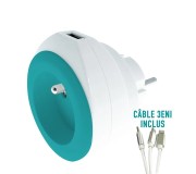 PRISE AVEC PORT USB REVERSIBLE BEWATT BLANC/BLEU