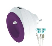 PRISE AVEC PORT USB REVERSIBLE BEWATT BLANC/BLEU